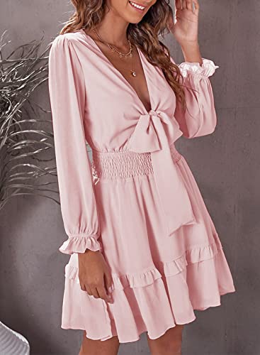 AILUNSNIKA Women's Knotted Tiered Mini Dress - Shopthatapp.ca