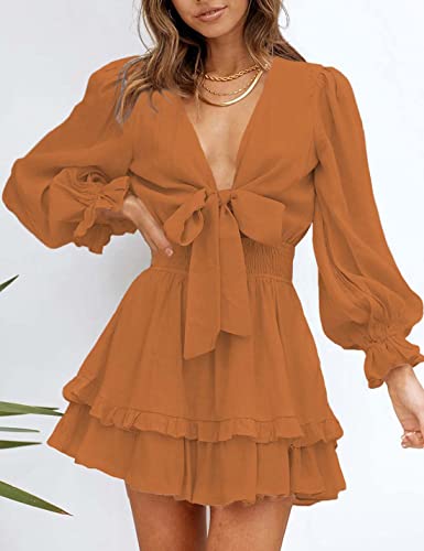 AILUNSNIKA Women's Knotted Tiered Mini Dress - Shopthatapp.ca