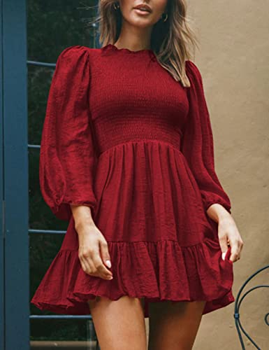 ADEWEL Women's Ruffle Mini Dress - Long Sleeve Mock Neck with Stylish Ruffles - Shopthatapp.ca