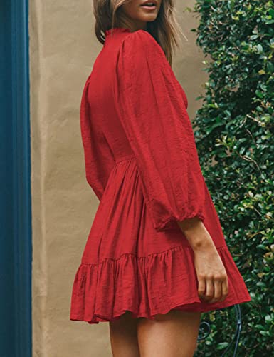 ADEWEL Women's Ruffle Mini Dress - Long Sleeve Mock Neck with Stylish Ruffles - Shopthatapp.ca