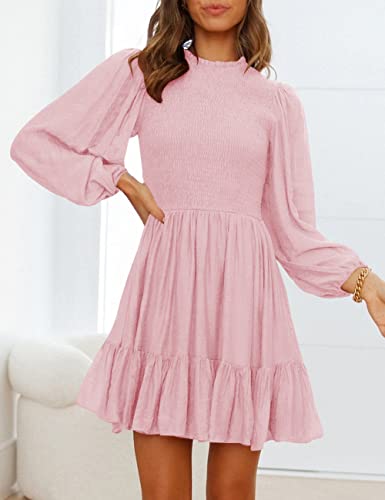 ADEWEL Women's Ruffle Mini Dress - Long Sleeve Mock Neck with Stylish Ruffles - Shopthatapp.ca
