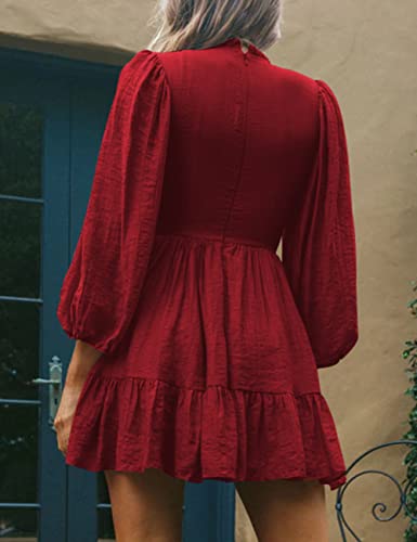 ADEWEL Women's Ruffle Mini Dress - Long Sleeve Mock Neck with Stylish Ruffles - Shopthatapp.ca