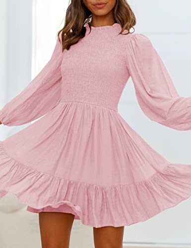 ADEWEL Women's Ruffle Mini Dress - Long Sleeve Mock Neck with Stylish Ruffles - Shopthatapp.ca