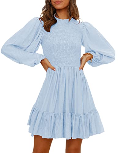 ADEWEL Women's Ruffle Mini Dress - Long Sleeve Mock Neck with Stylish Ruffles - Shopthatapp.ca