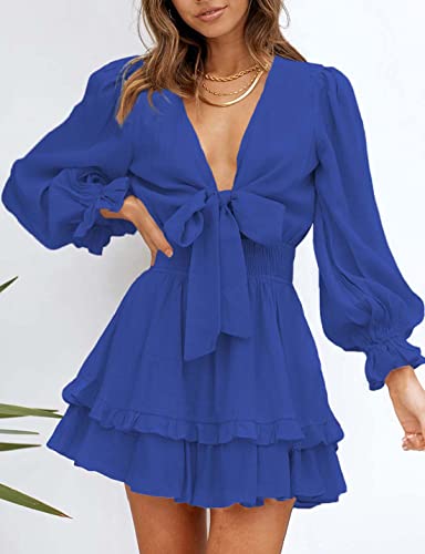 AILUNSNIKA Women's Knotted Tiered Mini Dress - Shopthatapp.ca