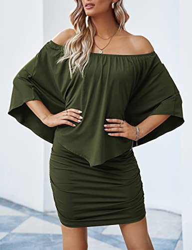 ADEWEL Women's Off Shoulder Cocktail Dress - Sexy Layered Mini Party Dress - Shopthatapp.ca