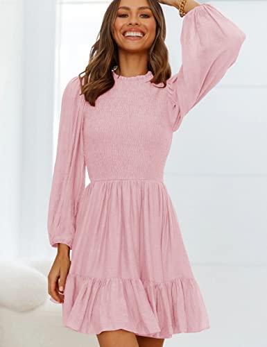 ADEWEL Women's Ruffle Mini Dress - Long Sleeve Mock Neck with Stylish Ruffles - Shopthatapp.ca