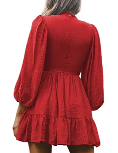 ADEWEL Women's Ruffle Mini Dress - Long Sleeve Mock Neck with Stylish Ruffles - Shopthatapp.ca