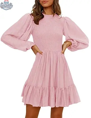 ADEWEL women's long sleeve mock neck ruffle mini dress with stylish ruffles and a fitted silhouette, perfect for fashionable occasions.