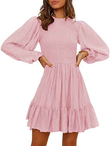 ADEWEL Women's Ruffle Mini Dress - Long Sleeve Mock Neck with Stylish Ruffles - Shopthatapp.ca