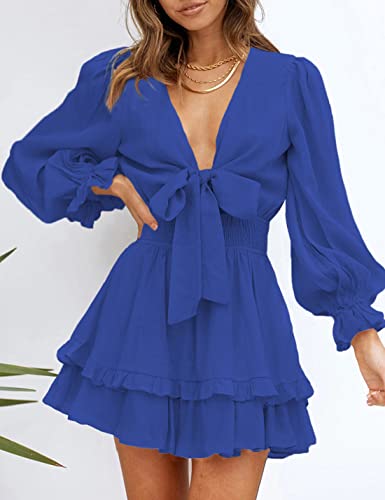 AILUNSNIKA Women's Knotted Tiered Mini Dress - Shopthatapp.ca
