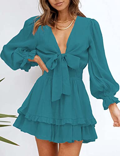 AILUNSNIKA Women's Knotted Tiered Mini Dress - Shopthatapp.ca