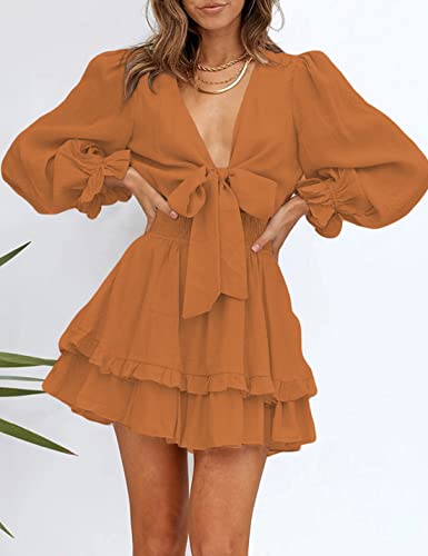 AILUNSNIKA Women's Knotted Tiered Mini Dress - Shopthatapp.ca