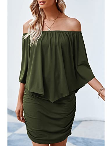 ADEWEL Women's Off Shoulder Cocktail Dress - Sexy Layered Mini Party Dress - Shopthatapp.ca