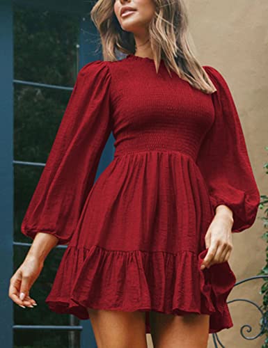 ADEWEL Women's Ruffle Mini Dress - Long Sleeve Mock Neck with Stylish Ruffles - Shopthatapp.ca