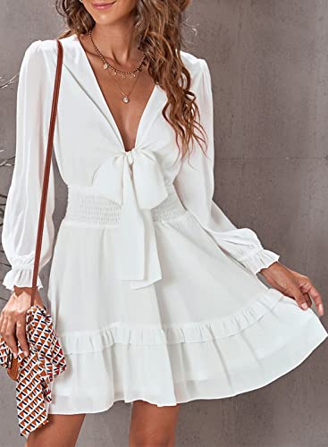 AILUNSNIKA Women's Knotted Tiered Mini Dress - Shopthatapp.ca