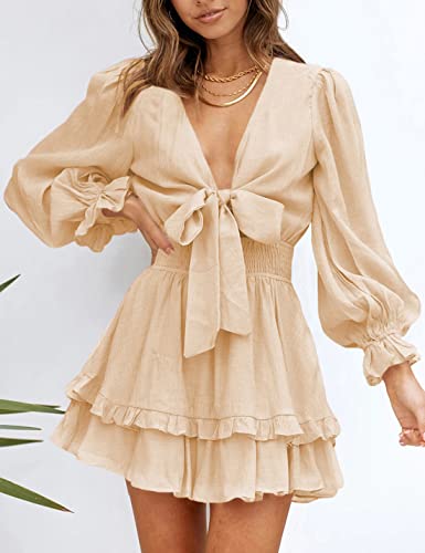 AILUNSNIKA Women's Knotted Tiered Mini Dress - Shopthatapp.ca