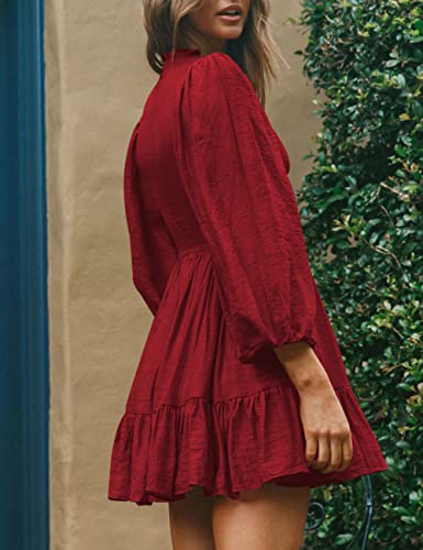 ADEWEL Women's Ruffle Mini Dress - Long Sleeve Mock Neck with Stylish Ruffles - Shopthatapp.ca
