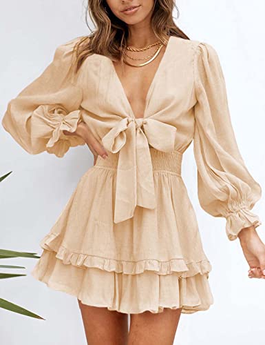 AILUNSNIKA Women's Knotted Tiered Mini Dress - Shopthatapp.ca
