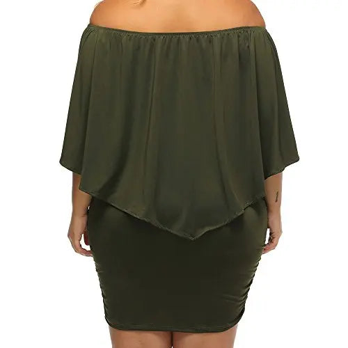 Elegant ADEWEL women's off-shoulder cocktail dress with layered design, perfect for parties and special occasions.