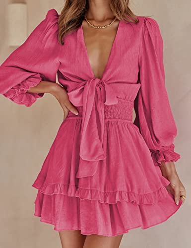 AILUNSNIKA Women's Knotted Tiered Mini Dress - Shopthatapp.ca