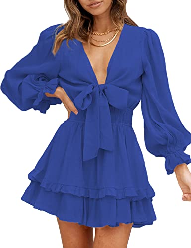 AILUNSNIKA Women's Knotted Tiered Mini Dress - Shopthatapp.ca