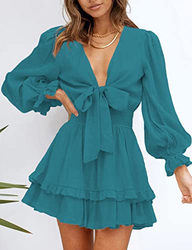 AILUNSNIKA Women's Knotted Tiered Mini Dress - Shopthatapp.ca