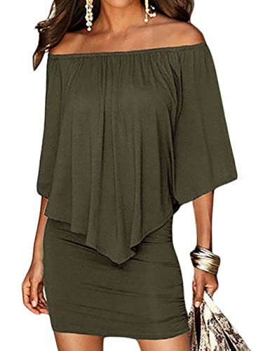 ADEWEL Women's Off Shoulder Cocktail Dress - Sexy Layered Mini Party Dress - Shopthatapp.ca