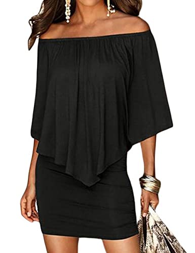 ADEWEL Women's Off Shoulder Cocktail Dress - Sexy Layered Mini Party Dress - Shopthatapp.ca
