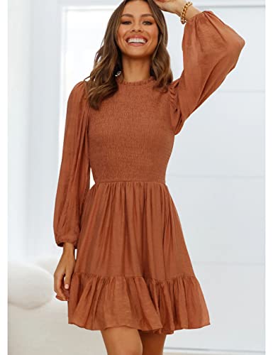 ADEWEL Women's Ruffle Mini Dress - Long Sleeve Mock Neck with Stylish Ruffles - Shopthatapp.ca