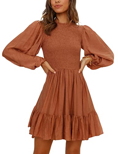 ADEWEL Women's Ruffle Mini Dress - Long Sleeve Mock Neck with Stylish Ruffles - Shopthatapp.ca