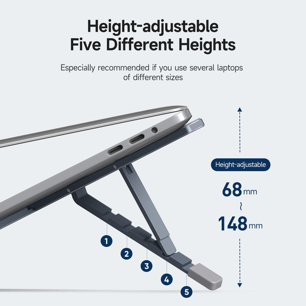Portable Aluminum Laptop Stand - Foldable Computer Holder