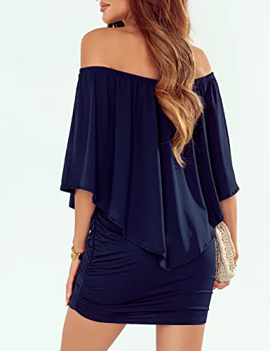 ADEWEL Women's Off Shoulder Cocktail Dress - Sexy Layered Mini Party Dress - Shopthatapp.ca