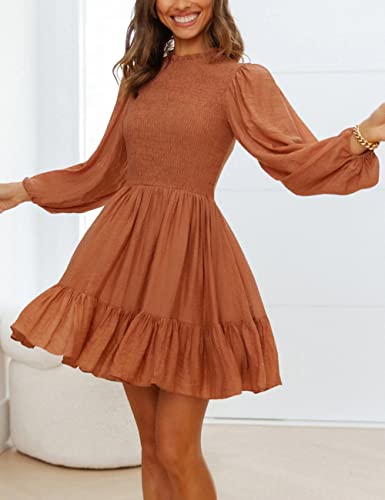 ADEWEL Women's Ruffle Mini Dress - Long Sleeve Mock Neck with Stylish Ruffles - Shopthatapp.ca