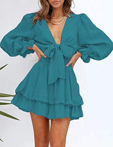 AILUNSNIKA Women's Knotted Tiered Mini Dress - Shopthatapp.ca