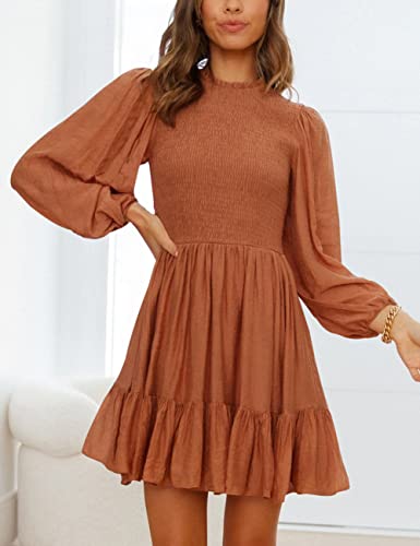 ADEWEL Women's Ruffle Mini Dress - Long Sleeve Mock Neck with Stylish Ruffles - Shopthatapp.ca