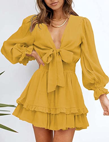 AILUNSNIKA Women's Knotted Tiered Mini Dress - Shopthatapp.ca