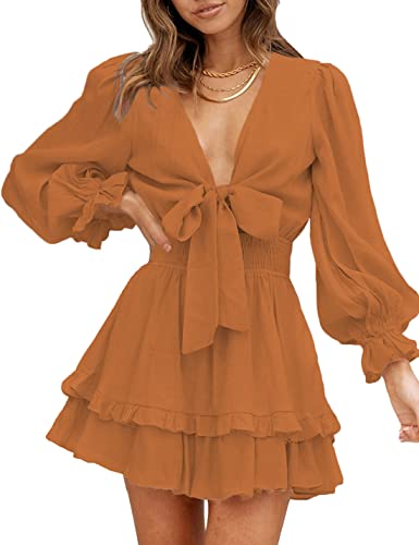 AILUNSNIKA Women's Knotted Tiered Mini Dress - Shopthatapp.ca
