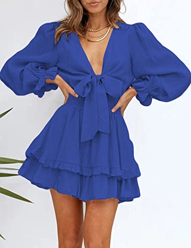 AILUNSNIKA Women's Knotted Tiered Mini Dress - Shopthatapp.ca