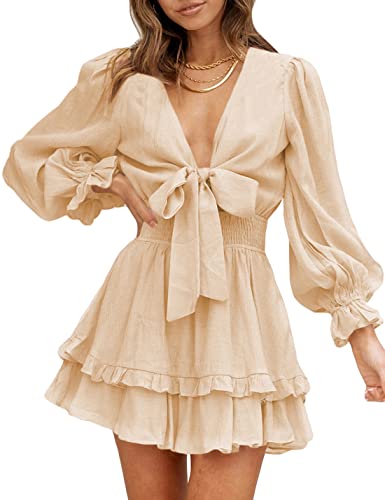 AILUNSNIKA Women's Knotted Tiered Mini Dress - Shopthatapp.ca
