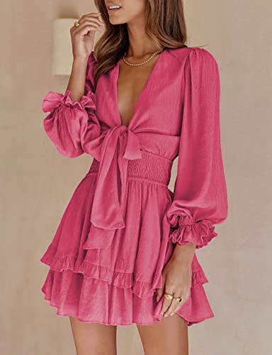 AILUNSNIKA Women's Knotted Tiered Mini Dress - Shopthatapp.ca