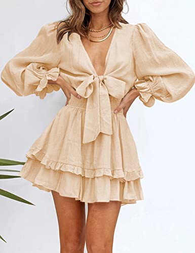 AILUNSNIKA Women's Knotted Tiered Mini Dress - Shopthatapp.ca