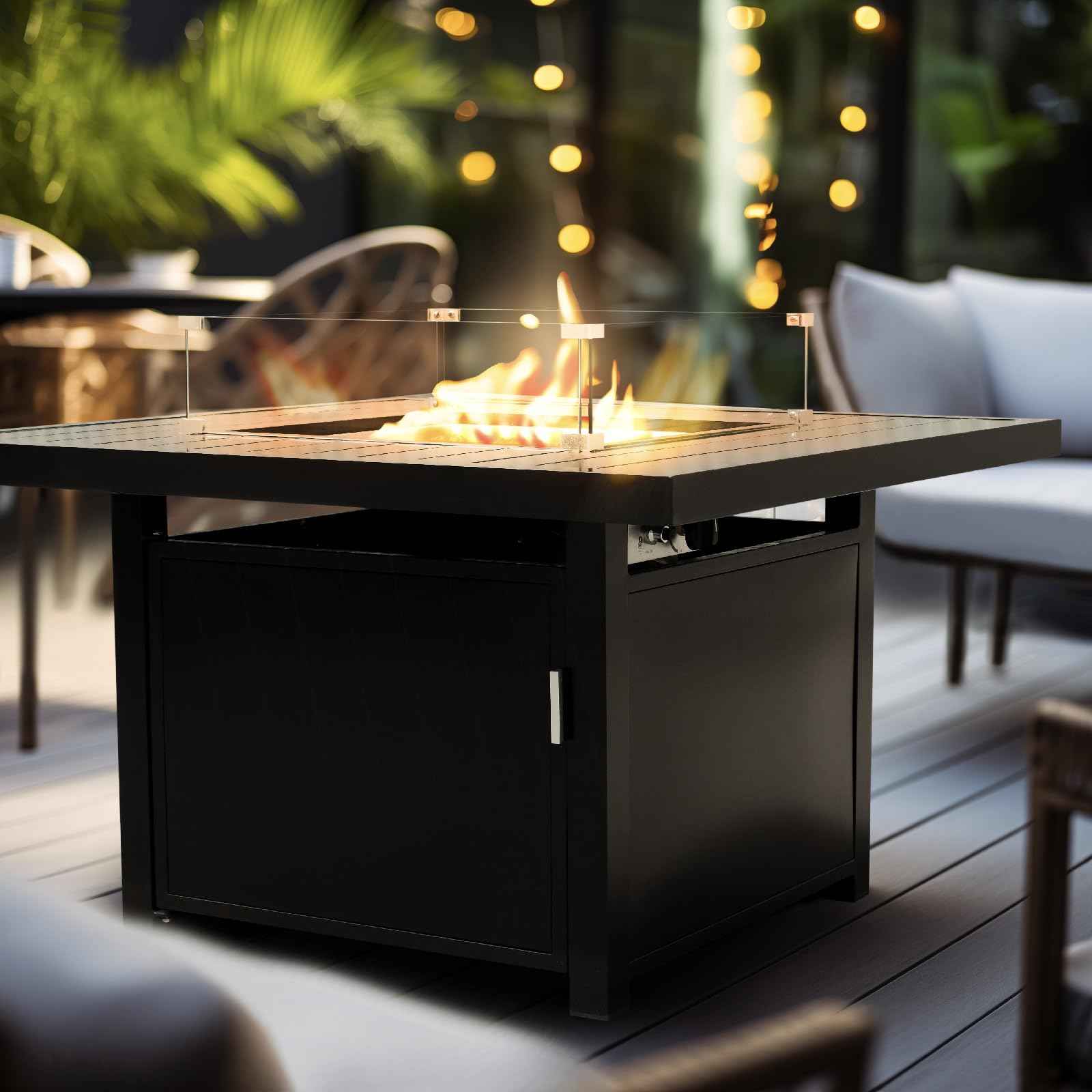 Aluminum Propane 48" Rectangle Outdoor Fire Pit Table