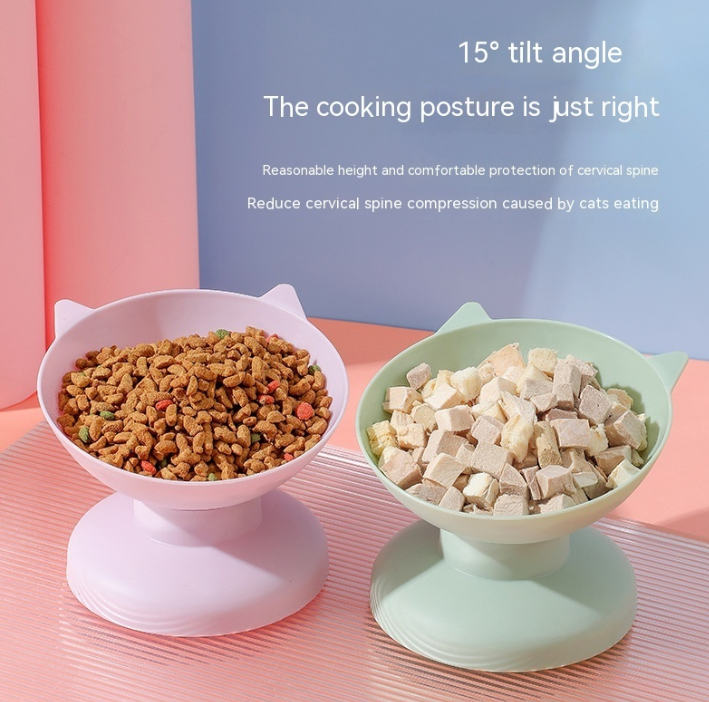 Oversize Cat Food Bowl — Durable Plastic Pet Dish in 6 Colors