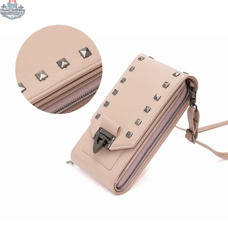 Rivet Design Shoulder Bags Mobile Phone Handbag Solid Color Crossbody Bags Women - Shopthatapp.ca