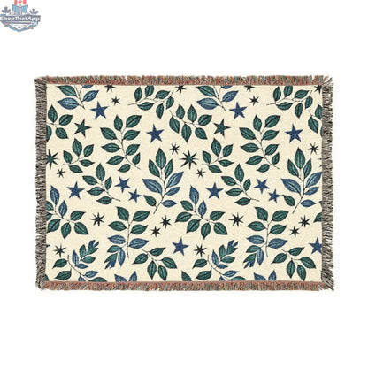 Botanical Star Woven Blanket — Reversible Leaf & Star Pattern Throw - Shopthatapp.ca
