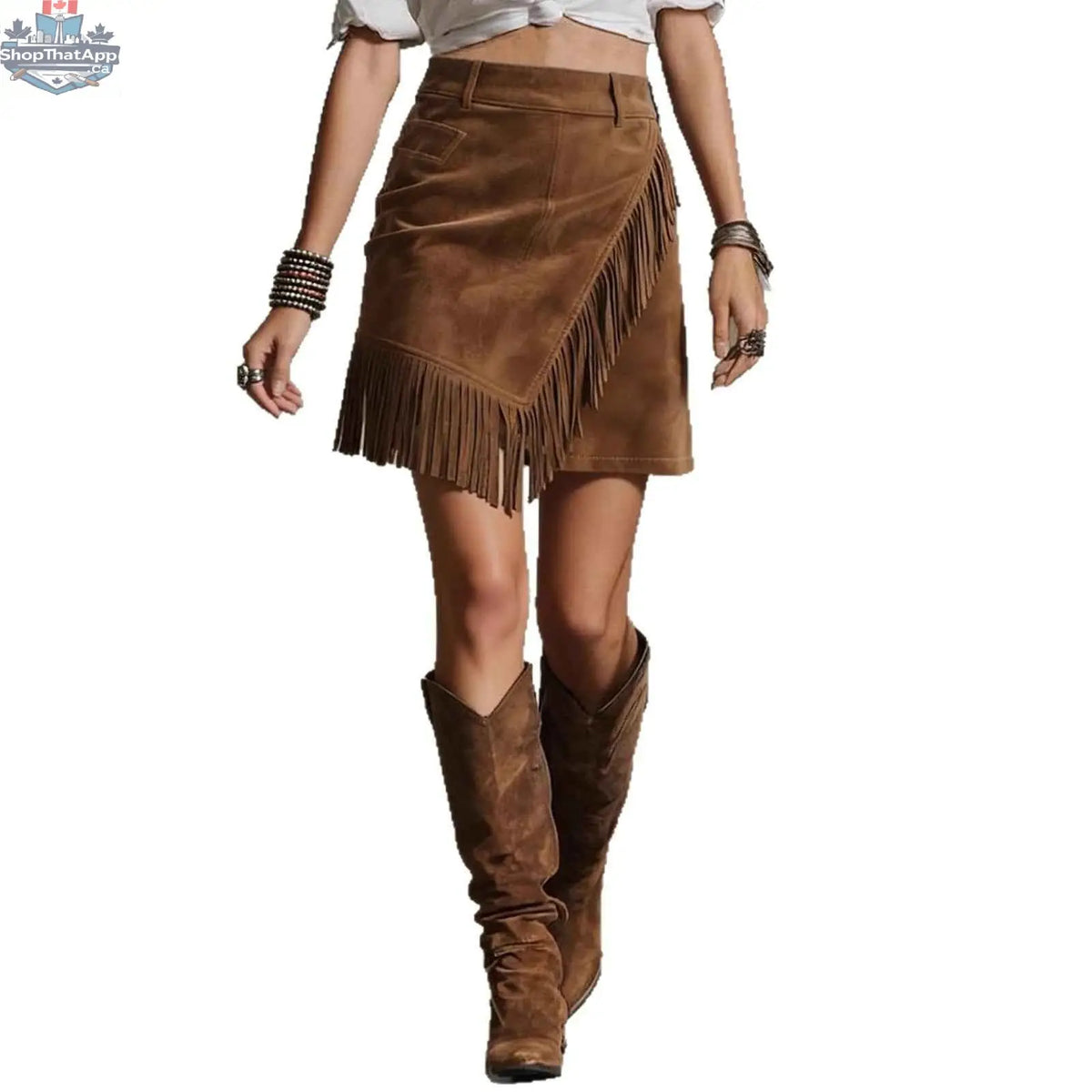 Women's Retro Western Suede Skirt - Tassel Bodycon Mini Skirt - Shopthatapp.ca