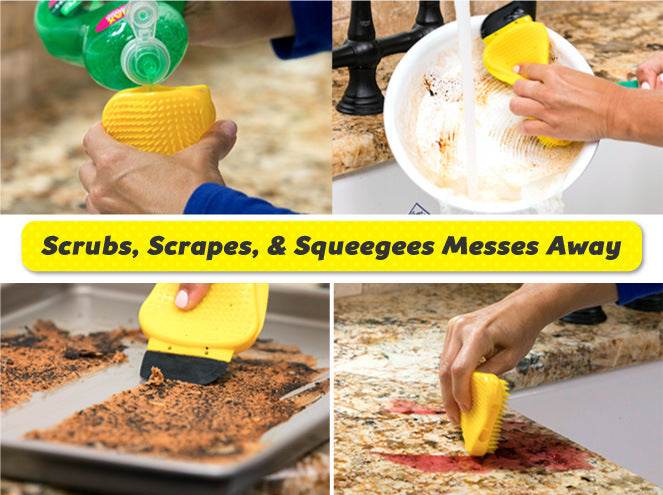 3-in-1 Sponge Hero Kitchen Scrub, Scrapes and Squeegees