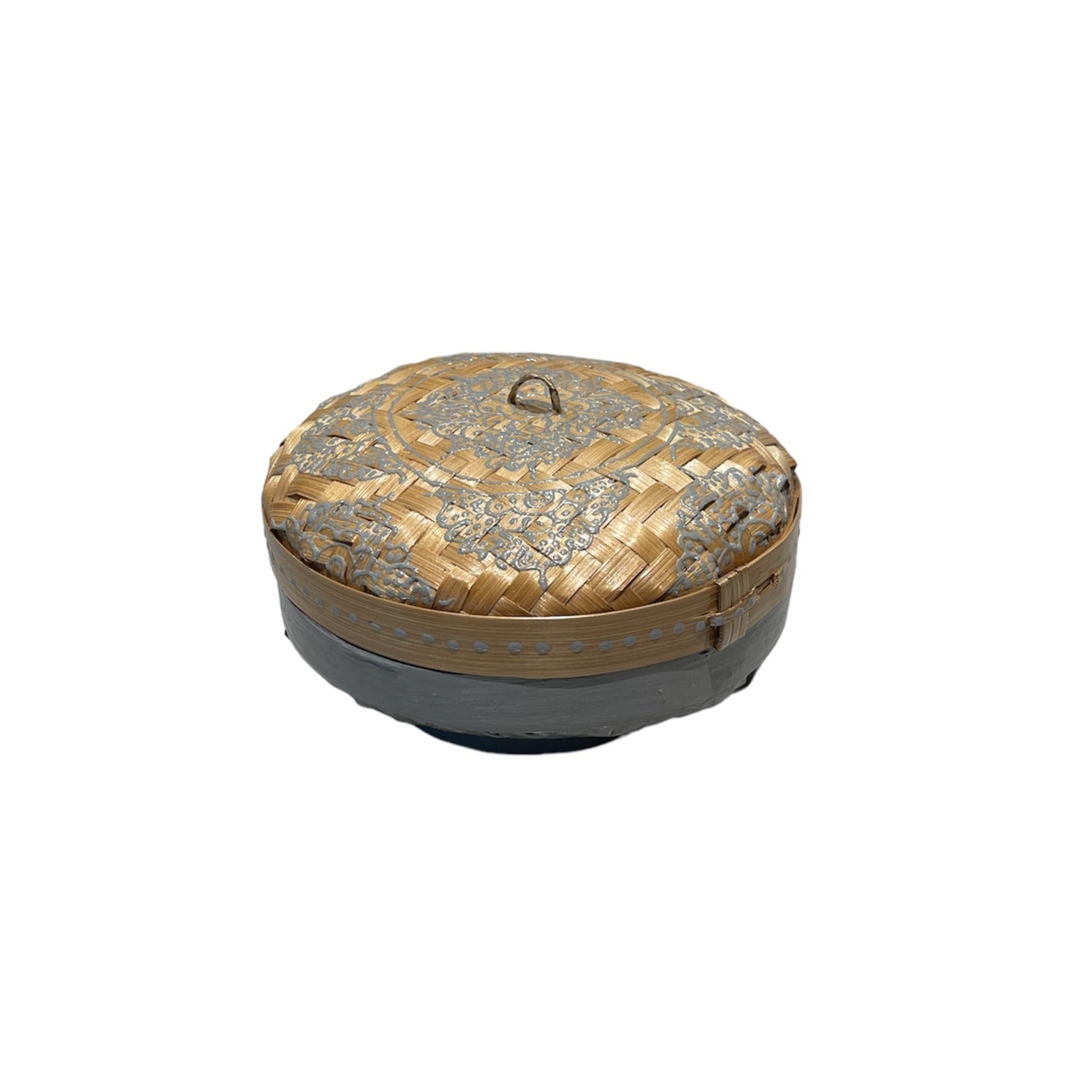 Grey Rattan Henna Box - Stylish Round Storage Solution - Shopthatapp.ca