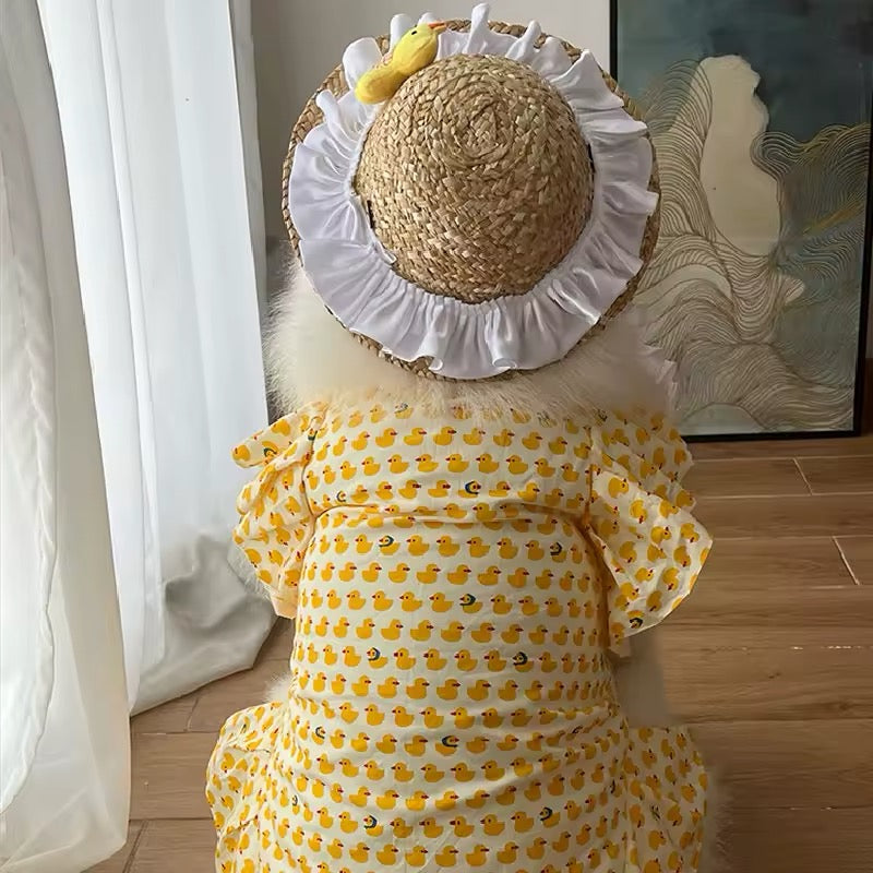 Summertime Happiness Luxury Dog Dress Set with Hat for Large Breeds - Shopthatapp.ca